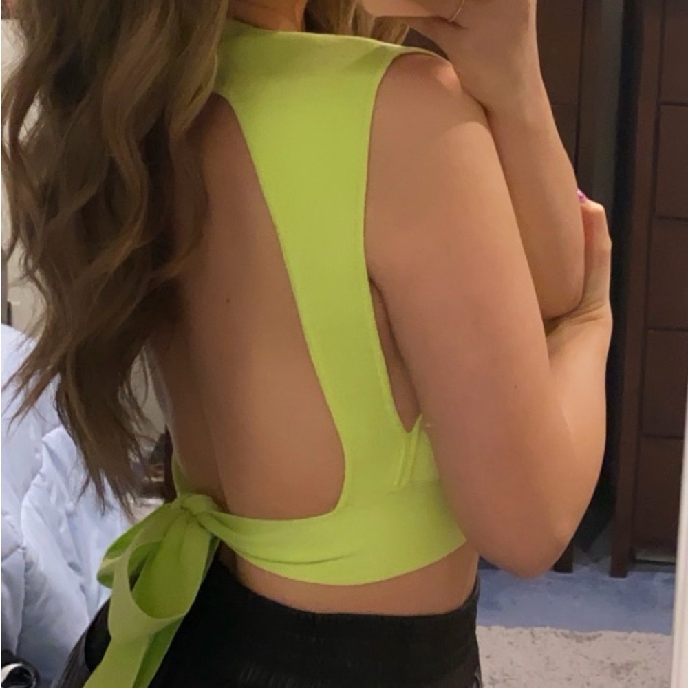 Zara Neon Green Open Back Crop Top